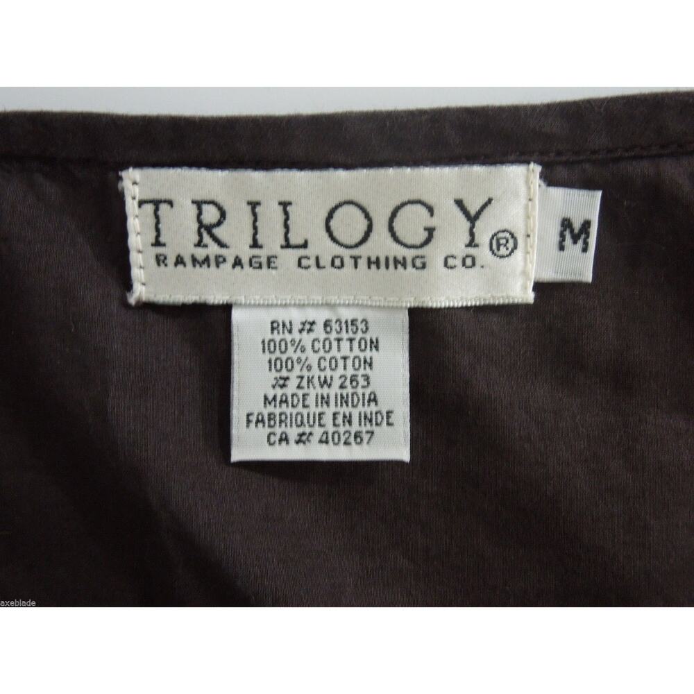 TRILOGY Blouse M MEDIUM Rampage Clothing Embroidered Brown V-Neck - Picture 6 of 7